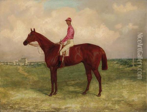 Hermit, A Chestnut Racehorse, With John Daley Up, At Epsom Oil Painting - Harry Hall