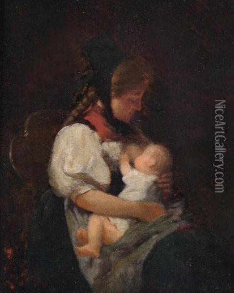 Mother And Child Oil Painting - Meyer Georg von Bremen