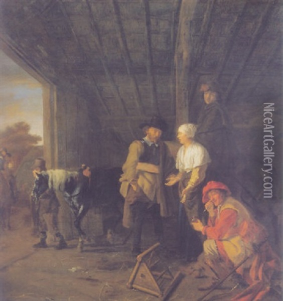 Paying The Hostess Oil Painting - Ludolf de Jongh