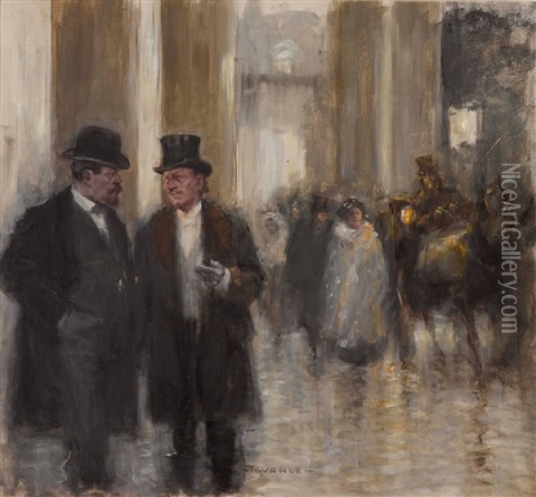 Vor Der Oper Oil Painting - Friedrich Wahle
