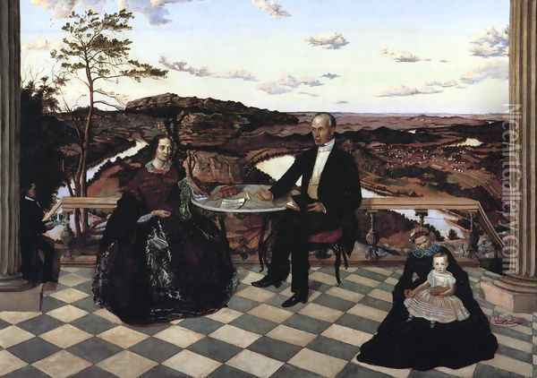 Colonel and Mrs. James A. Whiteside, Son Charles and Servants Oil Painting - James Cameron