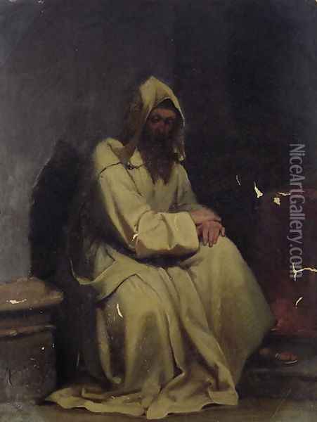 Portrait of a Monk Seated Oil Painting - Carl Haag