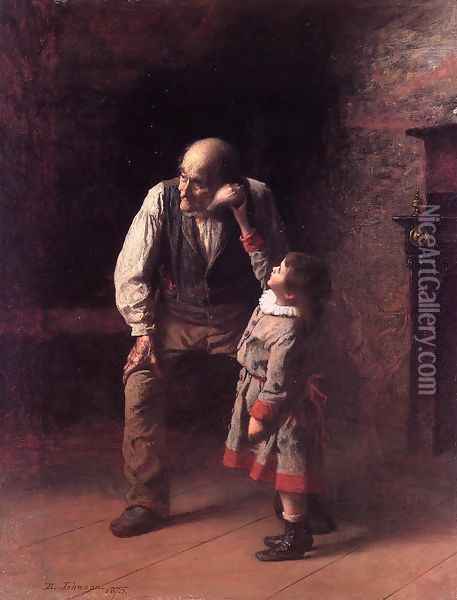 What the Shell Says Oil Painting - Eastman Johnson