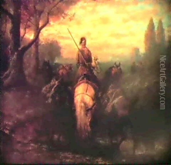 Tribesman On Horseback Oil Painting - Adolf Schreyer