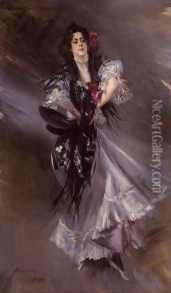 Portrait Of Anita De La Ferie The Spanish Dancer Oil Painting - Giovanni Boldini