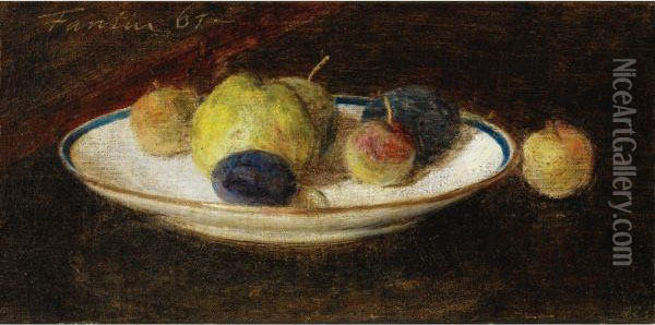 Assiette De Fruits Oil Painting - Ignace Henri Jean Fantin-Latour