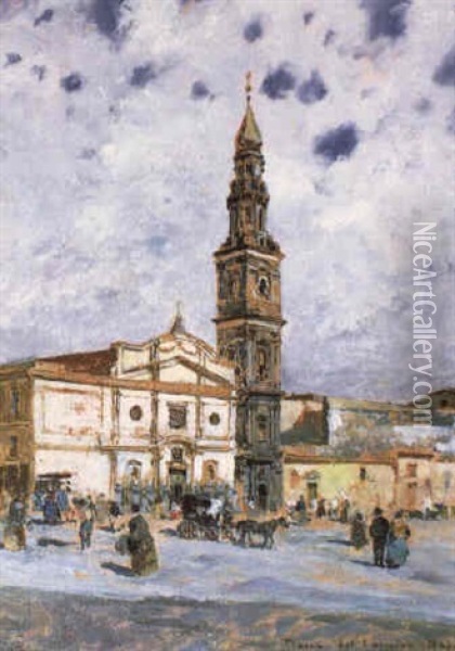 Piazza Del Cannine, Napoli Oil Painting - Carlo Brancaccio
