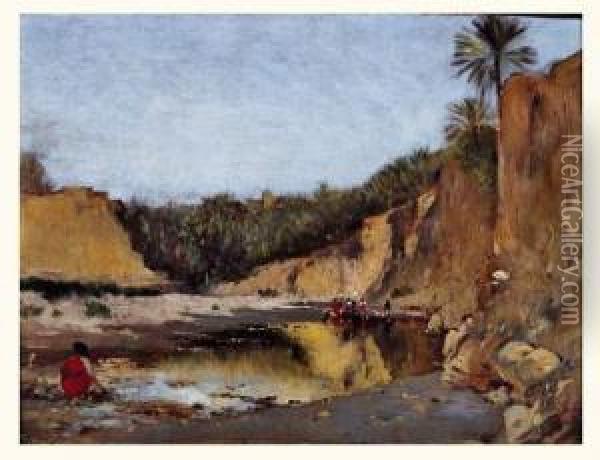 Oasis D'el Kantara Oil Painting - Victor Pierre Huguet