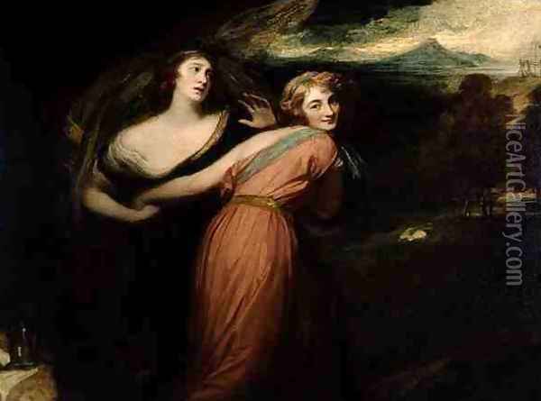 Mirth and Melancholy Oil Painting - George Romney
