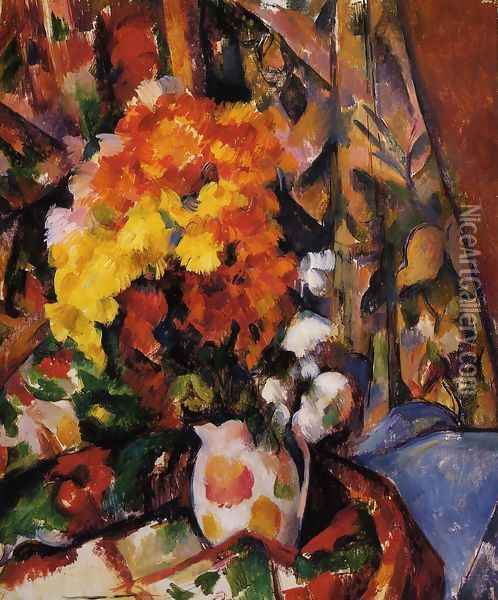 Chrysanthemums Oil Painting - Paul Cezanne