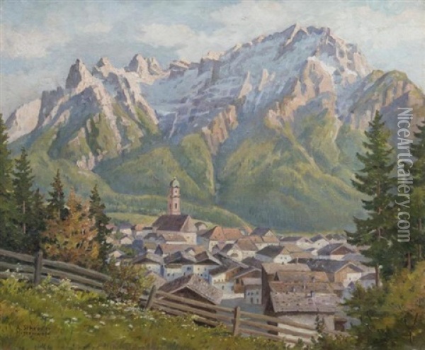 Mittenwald Oil Painting - Albert Friedrich Schroeder