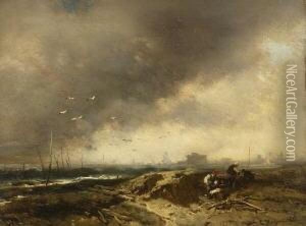 Fischer Am Strand Oil Painting - Charles Hoguet
