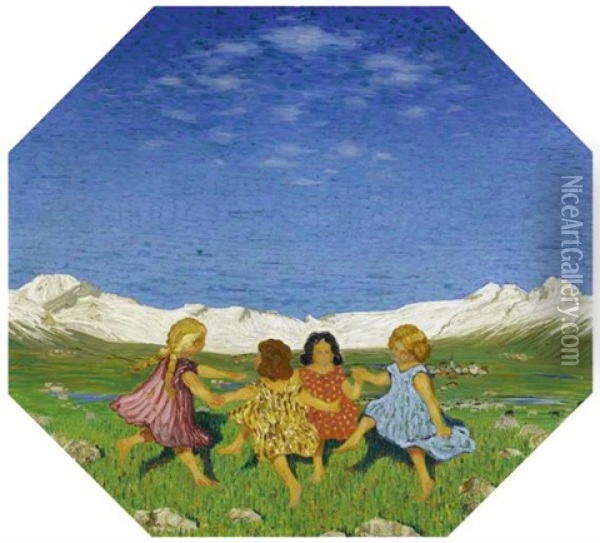 Landschaft Mit Kinderreigen Oil Painting - Walter Von Ruckteschell