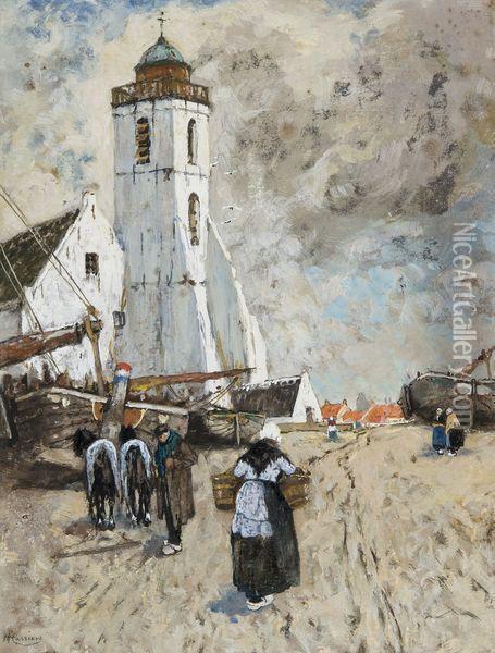 Une Vue Anime A Katwijk Aan Zee Oil Painting - Hendrick, Henri Cassiers