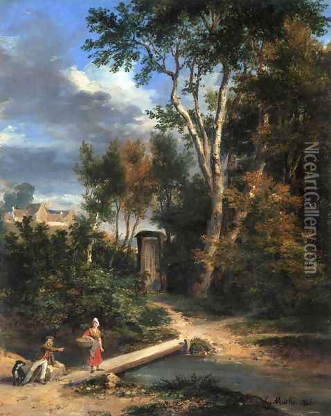 Riverside Scene 1867 Oil Painting - Karoly Marko