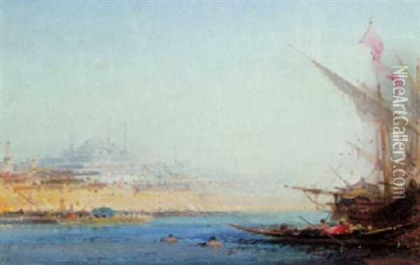 A View Of Istanbul Oil Painting - Henri Duvieux