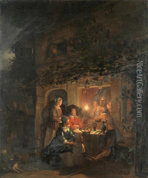 An Evening Repast Oil Painting - Petrus Kiers