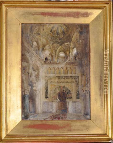 The Mihrab In The Mosque, Cordova Oil Painting - Henry Charles Brewer