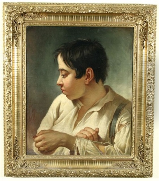 Young Boy With A Gold Coin Oil Painting - Heinrich Thurnes