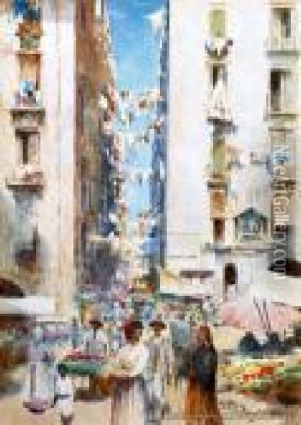 Neapolitan Street Scene Oil Painting - Charles Nathaniel Worsley