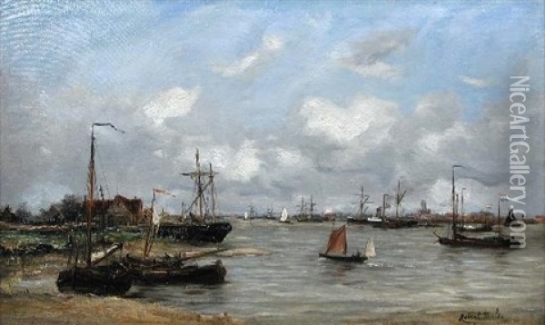 Port D'anvers Oil Painting - Robert Charles Gustave Laurens Mols