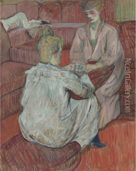 La Partie De Cartes Oil Painting - Henri De Toulouse-Lautrec