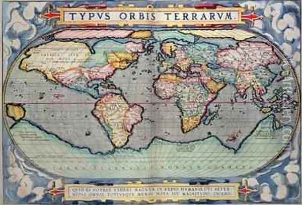Map of the World, from Theatrum Orbis Terrarum, Antwerp, 1598 Oil Painting - Abraham Ortelius