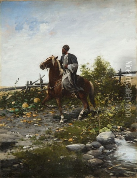 Oriental Rider Oil Painting - Michael Gorstkin-Wywiorski