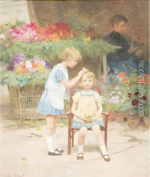 Adorning The Little Sister Oil Painting - Victor-Gabriel Gilbert