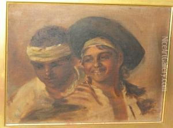 Study Of Two Gypsy Boys Oil Painting - John Phillip