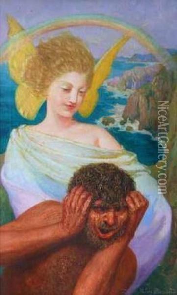 Ariel Et Caliban, Illustration De La Tempete De Shakespeare. Oil Painting - Valere Bernard