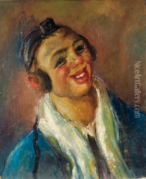 Portrait Of A Jewish Boy Oil Painting - Abraham Weinbaum