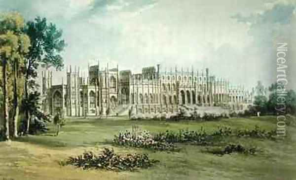 Eaton Hall West of Garden Front from Ackermanns Repository of Arts Oil Painting - John Gendall