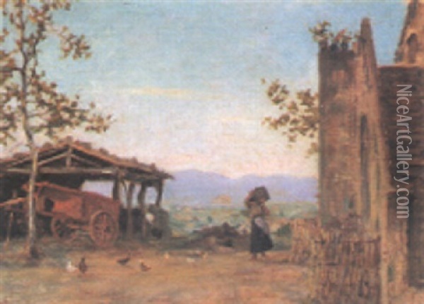 Contadina Nell'aia Oil Painting - Francesco Gioli