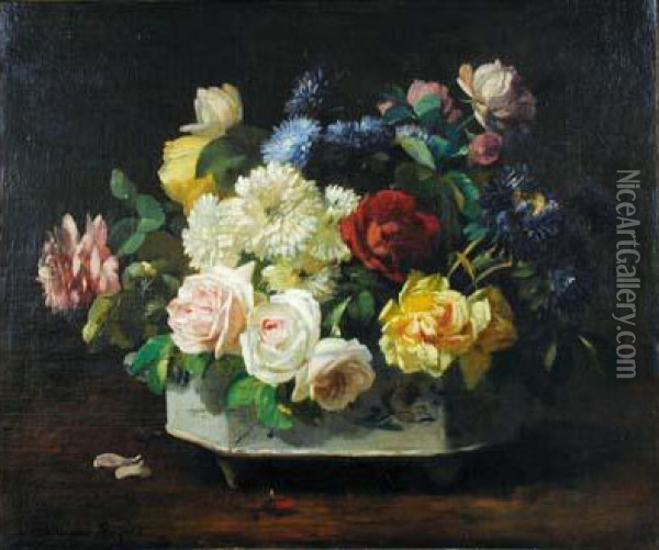 Composition Florale Oil Painting - Dominique Rozier