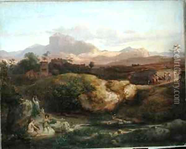 Roman Landscape Oil Painting - Heinrich Dreber