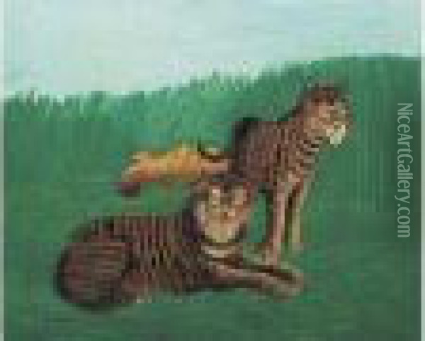 Les Tigres Oil Painting - Louis Vivin