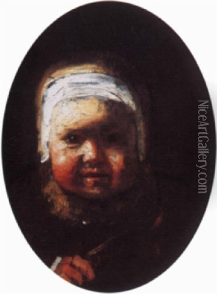 A Child Wearing A White Cap Oil Painting - Aert De Gelder