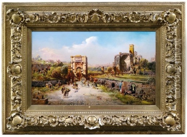Romische Ruinen Mit Reisenden Und Handlern Oil Painting - Robert Alott