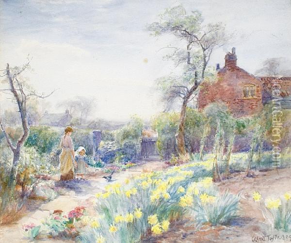 A Cottage Garden, Spring Oil Painting - William Gilbert Foster