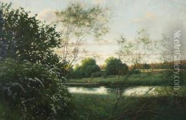 Kesailta Joen Rannalla Oil Painting - Andrei Nikolaevich Shilder