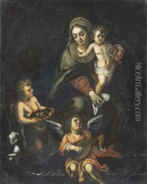 Vierge A L'enfant Avec Saint Jean-baptiste Et Un Ange Musicien Oil Painting - Antonia Tempesta