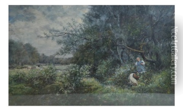 Figures In A Landscape Oil Painting - James McDougal