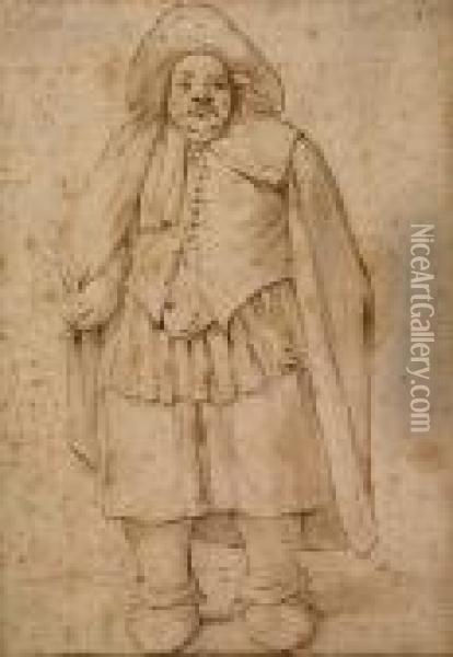 A Standing Peasant<</b> Oil Painting - Annibale Carracci