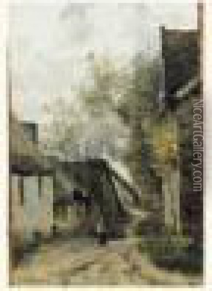 Paysanne Sur Le Chemin D'un Village Oil Painting - Jean-Baptiste-Camille Corot