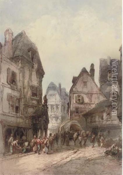 Old Street, Rouen Oil Painting - Paul Marny