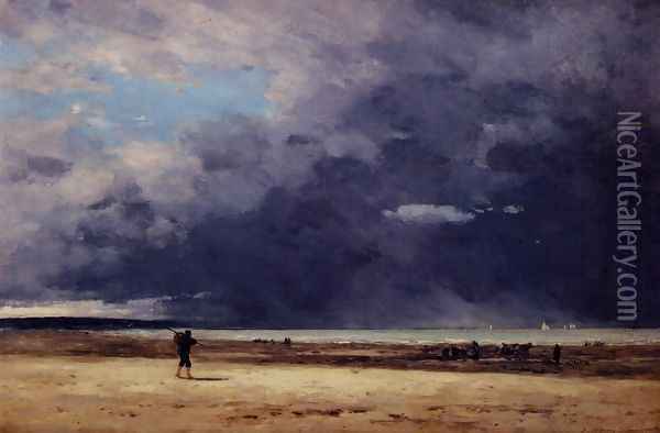 Deauville, Low Tide Oil Painting - Eugene Boudin