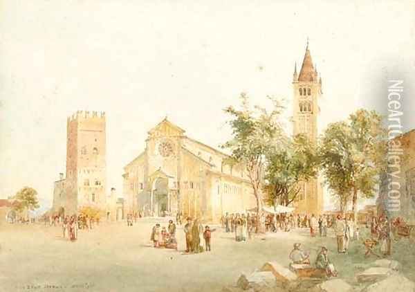 Sanzeno, Verona Oil Painting - Richard Henry Wright