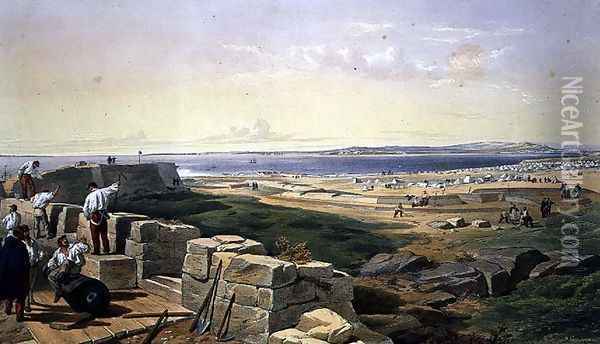 Straits of Yenikale, plate from The Seat of War in the East, pub. by Paul and Dominic Colnaghi and Co., 1856 Oil Painting - William Simpson