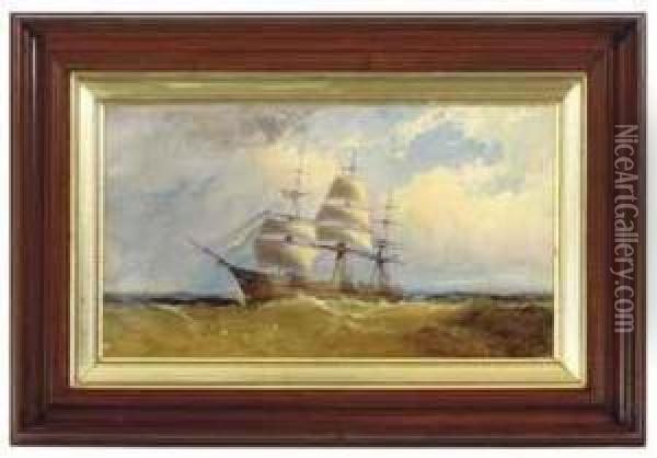 Homeward Bound: A Three-master At Sea Oil Painting - Franklin Briscoe